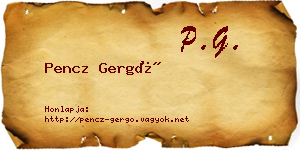 Pencz Gergő névjegykártya
